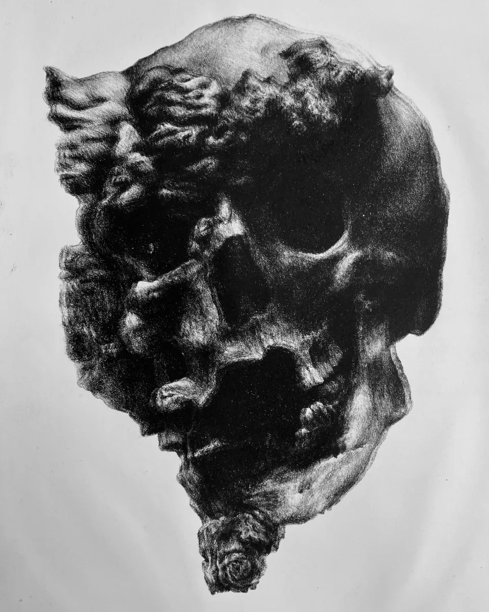 A second impression, printed darker.